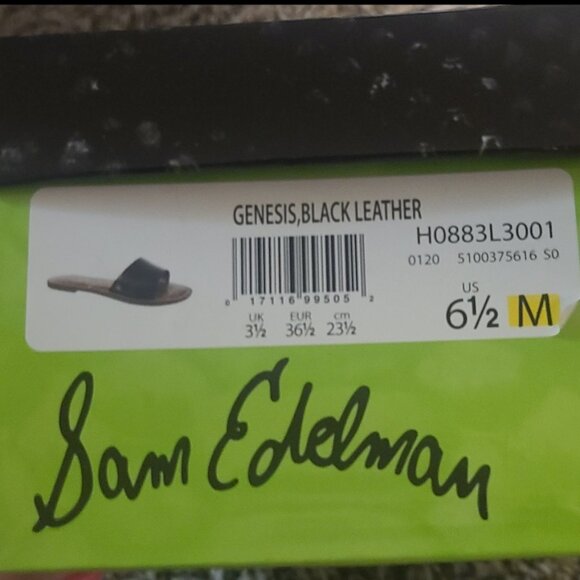 Sam Edelman Genesis Black Leather Womens Size 6/2 Brand new slides - Picture 2 of 5